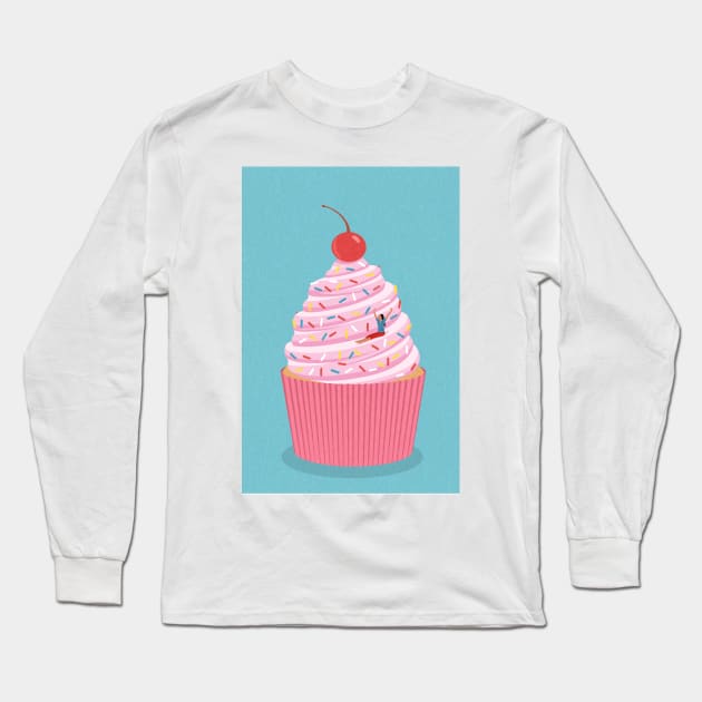 Cupcake Helta Skelta Long Sleeve T-Shirt by John Holcroft